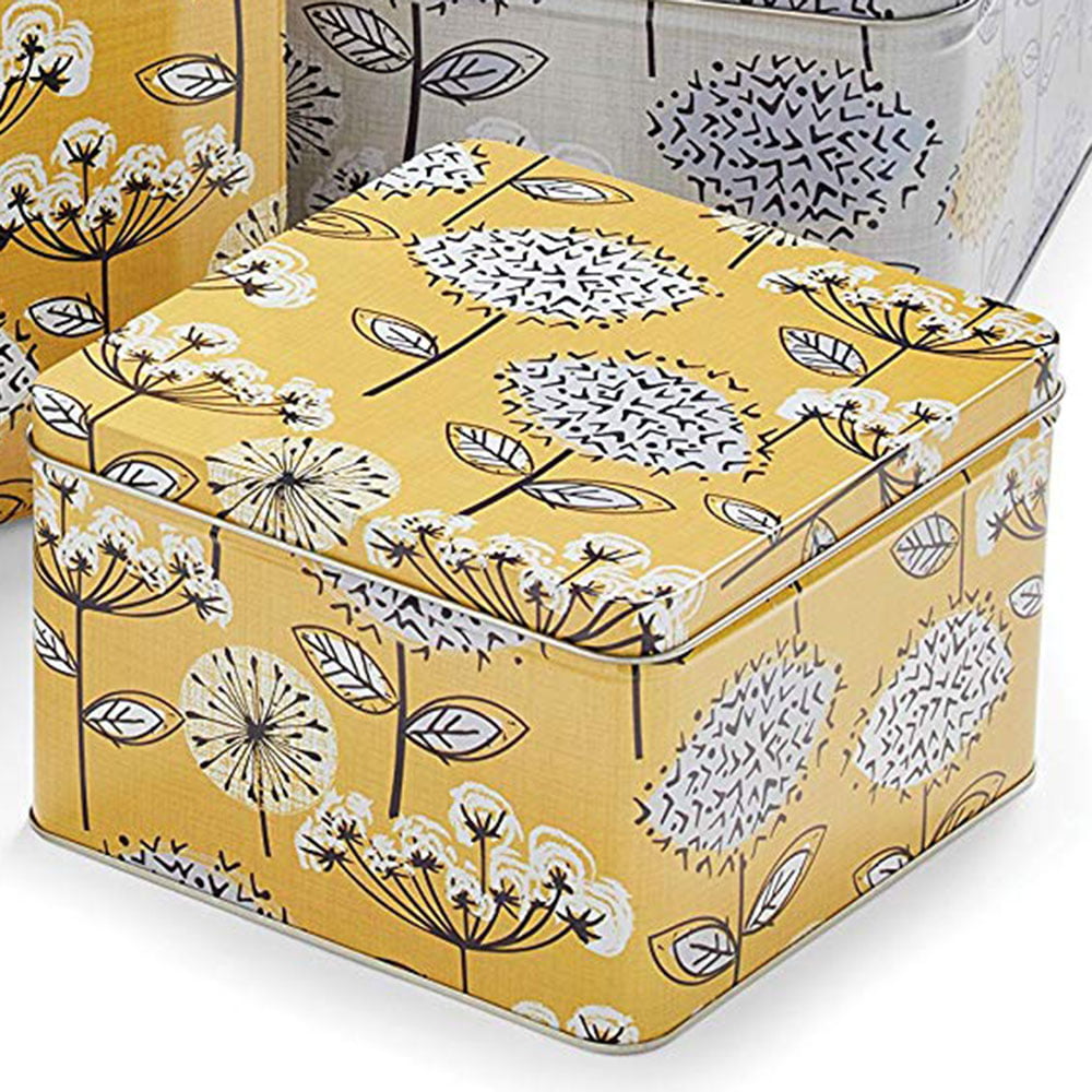 Cake Tins Set of 3 Retro Meadow Square Mustard from Cooksmart -2143