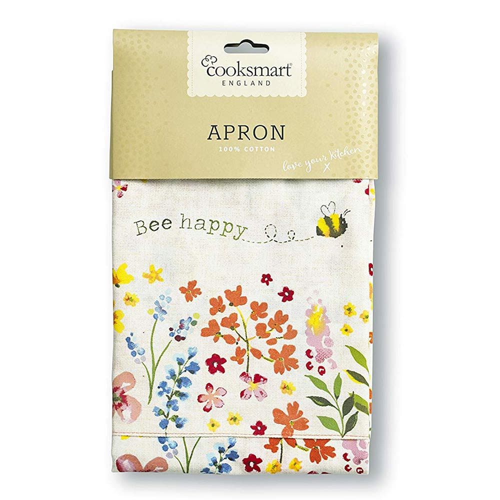 Adults Apron Cotton BEE HAPPY Design 100% Cotton from Cooksmart -82141