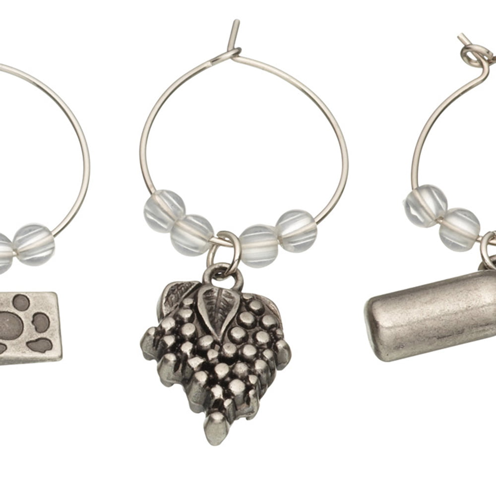 BarCraft Set of 6 Decorative Wine Charms-82316