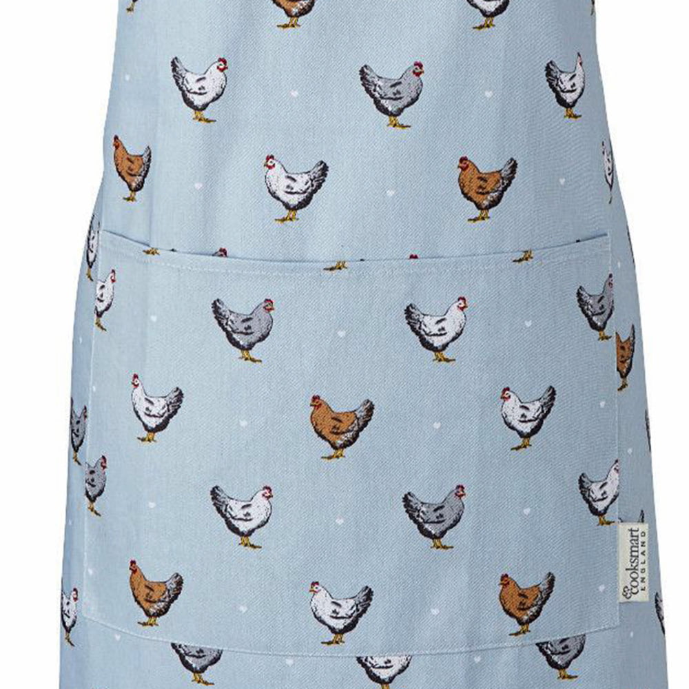 Cotton Apron Chickens Blue Farmers Kitchen Design from Cooksmart 100% Cotton Twill-82304