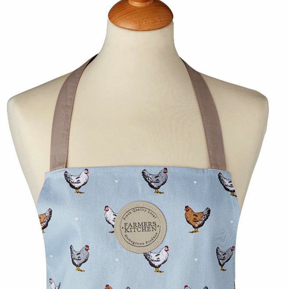 Cotton Apron Chickens Blue Farmers Kitchen Design from Cooksmart 100% Cotton Twill-82303