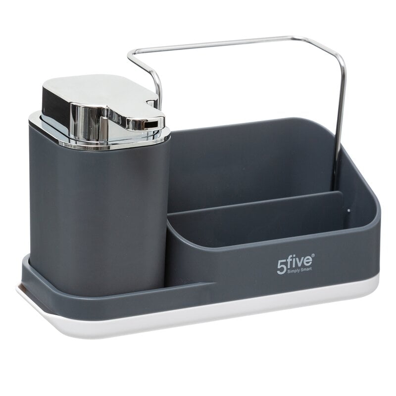 Grey Sink Tidy Caddy Organiser with lotion dispenser by 5Five Simply Smart-0