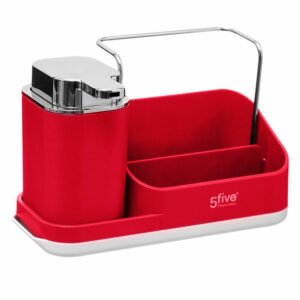 Red Sink Tidy Caddy Organiser with lotion dispenser by 5Five Simply Smart-0