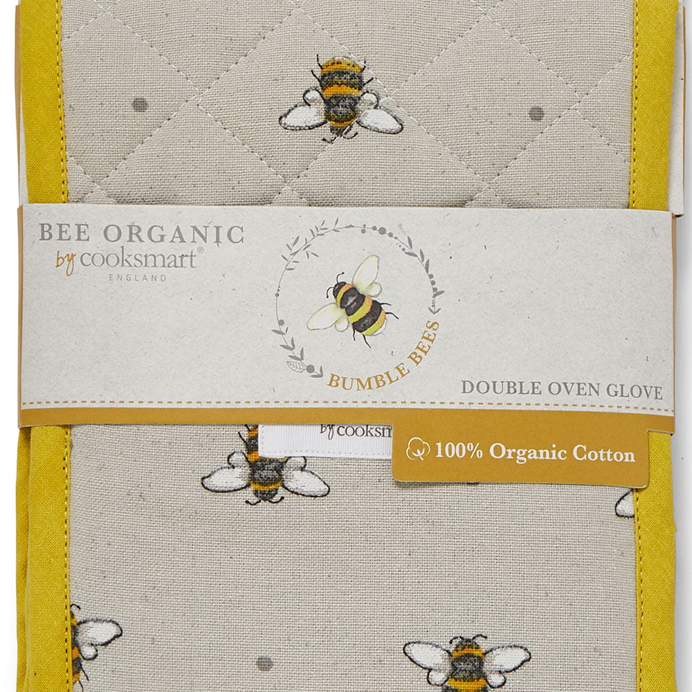 Double Oven Glove BUMBLE BEES Design by Cooksmart 100% Cotton Outer-82549