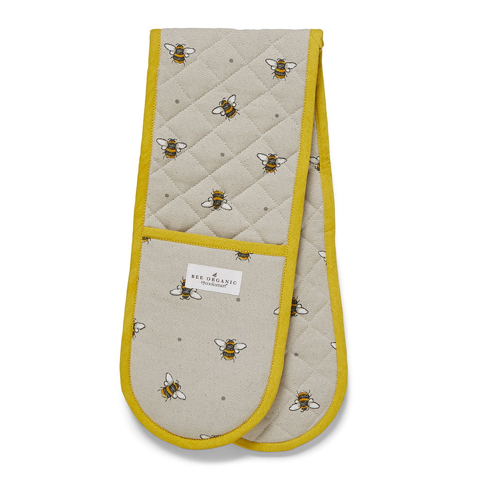 Double Oven Glove BUMBLE BEES Design by Cooksmart 100% Cotton Outer-0