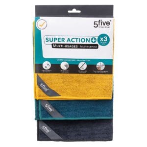 3 Microfibre cloths 30x40cm 320gsm Multipurpose 5five