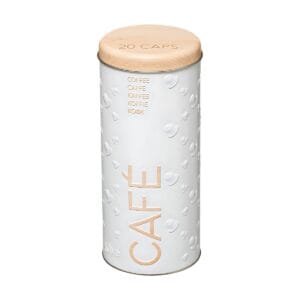 Embossed Steel Round Coffee Pod Container, Contains 20 Capsules Scandi Nature