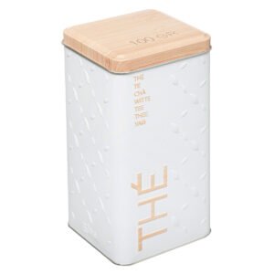 Embossed Metal Tea Storage Container Scandi Nature Holds 100g of Loose Tea