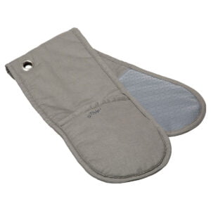 Double Oven Glove, Cotton with Silicone Grey