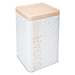 Embossed Metal Sugar Storage Container Scandi Nature, Holds 1Kg of Sugar